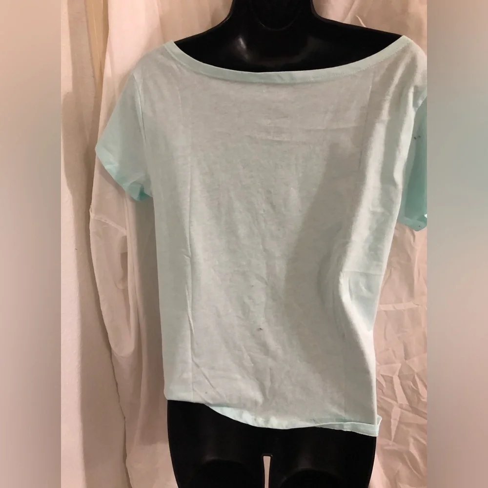Mint green peanuts 52 play ball embroidered wide neckline cotton t-shirt size M - Picture 6 of 6